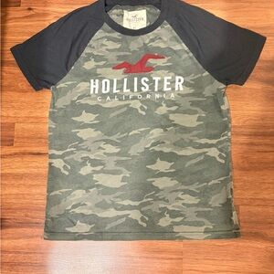 Hollister Kids Green Camo Raglan Tee